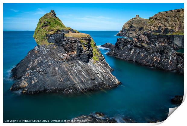 Pembrokeshire coastline next to the Blue lagoon near Abereiddy 157 Print by PHILIP CHALK