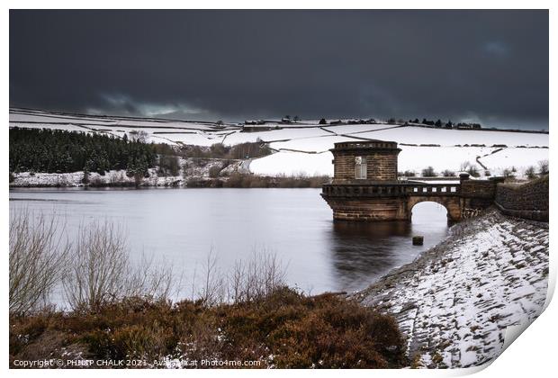 Digley dam/Reservoir in the snow   Print by PHILIP CHALK
