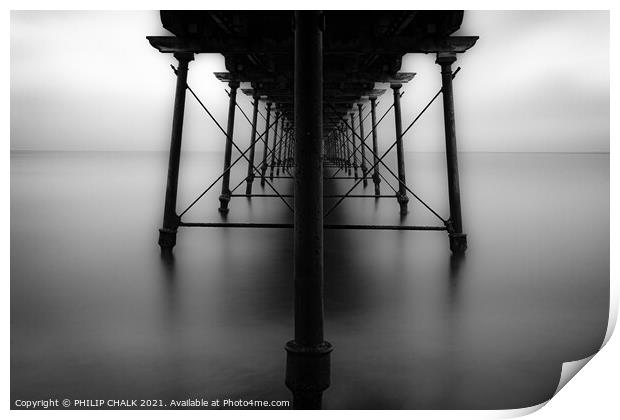 Abstract Saltburn pier 186 east coast of Yorkshire. Print by PHILIP CHALK