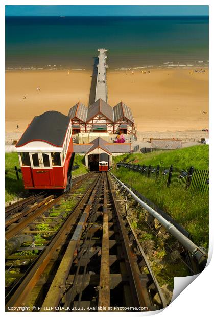 Saltburn pier and cliff tram 197 Print by PHILIP CHALK