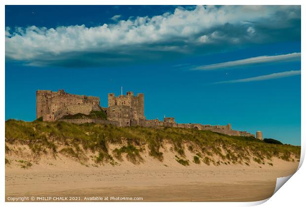 Bamburgh Castle Northumberland from the sandy beach 330 Print by PHILIP CHALK