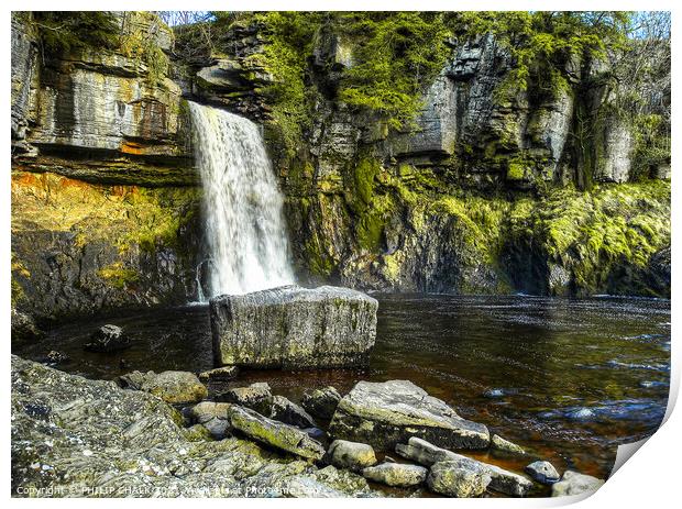 Thornton force waterfall  Ingleton in the Yorkshire dales 344 Print by PHILIP CHALK
