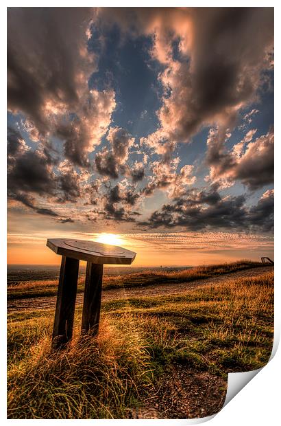 Sunset on Hartshead Pike Print by Jeni Harney