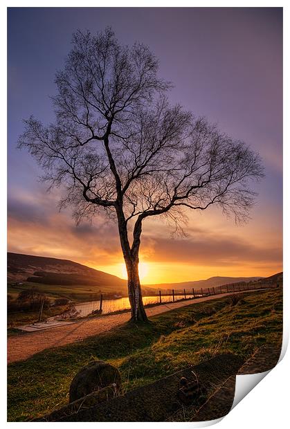 Sunset over Dovestone Reservoir Print by Jeni Harney
