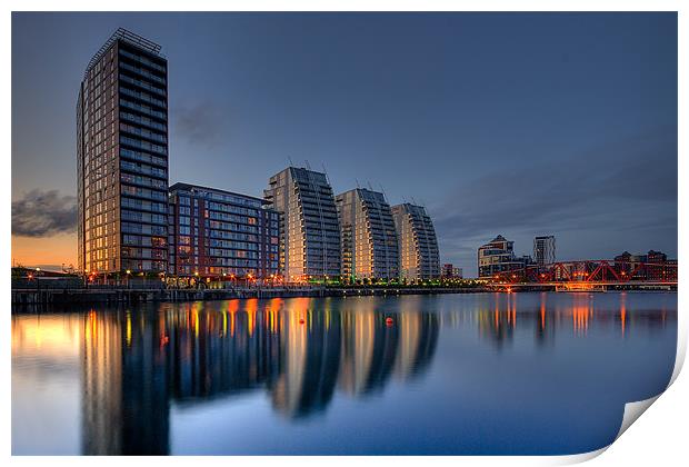 Reflections at Salford Quays Print by Jeni Harney