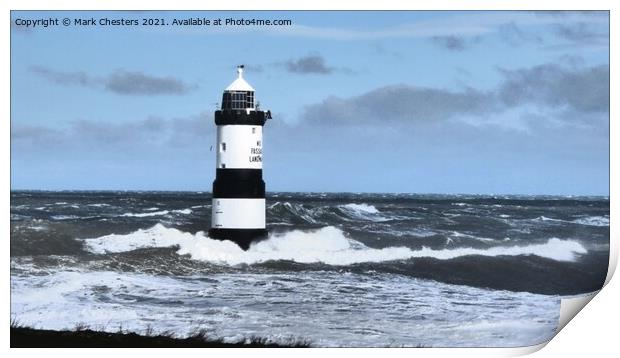 Penmon point lighthouse Print by Mark Chesters