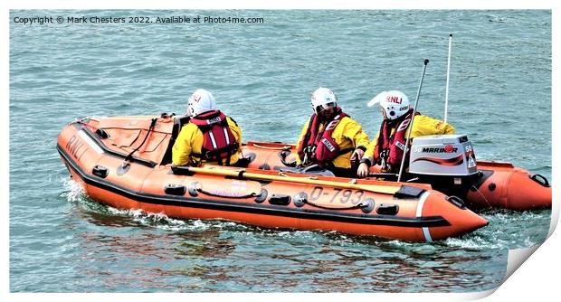 Heroic Rescue in Orange D Class Lifeboat Print by Mark Chesters