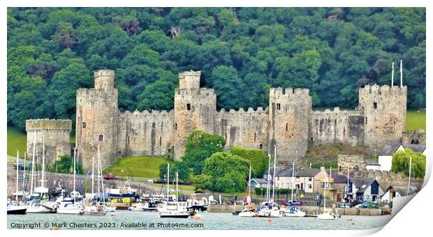 Majestic Conwy Castle and Tranquil Boats Print by Mark Chesters