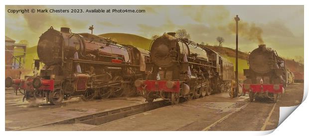 Majestic Steam Trains at Sunrise Print by Mark Chesters