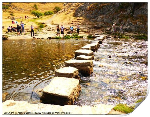 Dovedale stepping stones Print by Mark Chesters