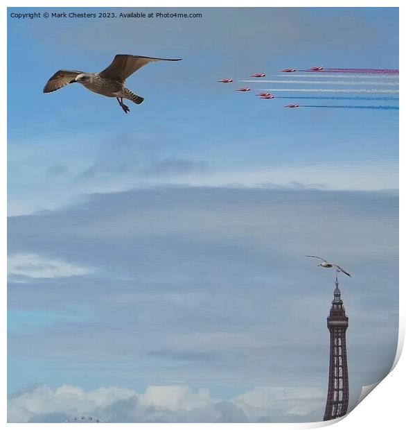 Red Arrows over Blackpool Tower 2023 Print by Mark Chesters