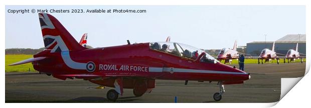 Close up photo of a Red Arrow Print by Mark Chesters