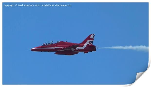 Red Arrow in flight Blackpool airshow August 2023 Print by Mark Chesters