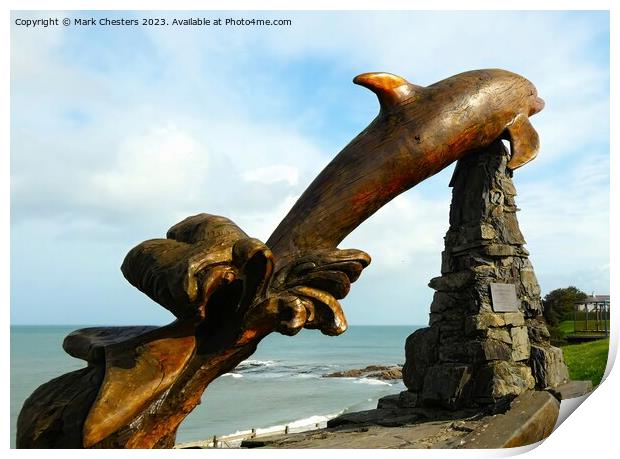 Aberporth dolphin sculpture 2 Print by Mark Chesters