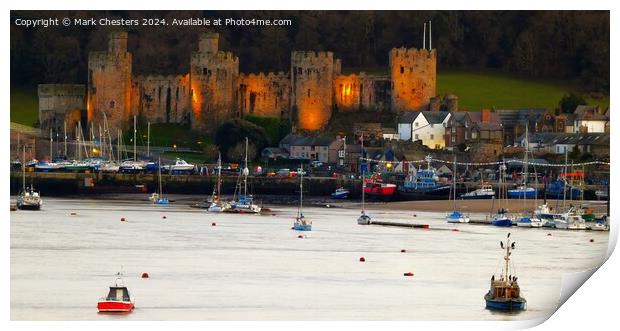 Conwy Castle at dusk Print by Mark Chesters
