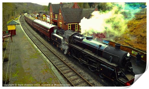 Steam train departing the station Print by Mark Chesters