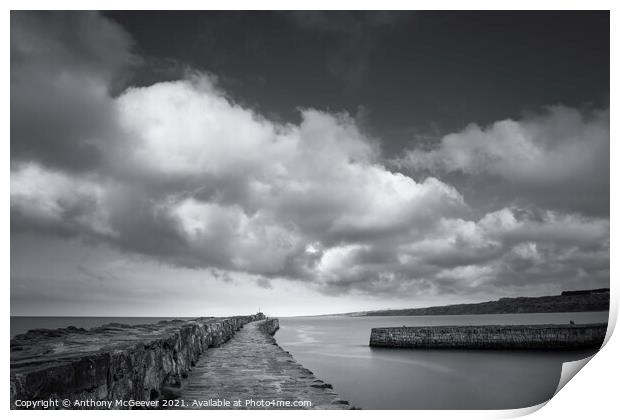 St Andrews seascape in black and white  Print by Anthony McGeever