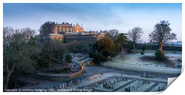 A winter sunrise over Stirling Castle Print by Anthony McGeever
