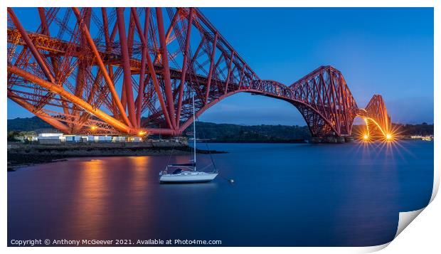 The Forth Rail Bridge Blue Hour Print by Anthony McGeever