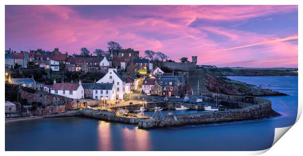 Sunset over Crail Harbour  Print by Anthony McGeever