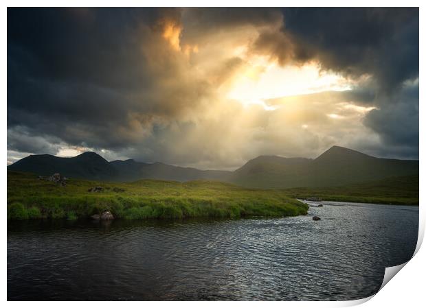 Lochan na h-Achlaise and the Black Mount  Print by Anthony McGeever