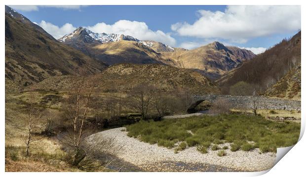 Snow capped mountains from Glen Shiel  Print by Anthony McGeever