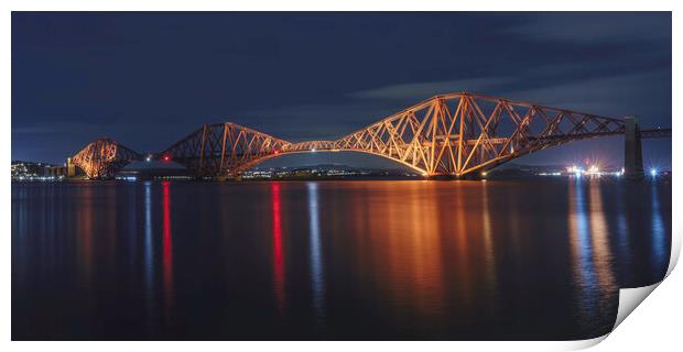 The Forth Rail Bridge at night  Print by Anthony McGeever