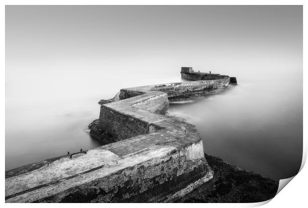 St Monans Pier Black and White  Print by Anthony McGeever