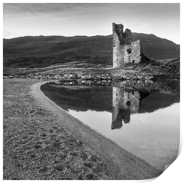 Ardvreck Castle Black and White  Print by Anthony McGeever