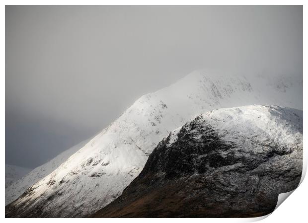 Snow covered mountains of Glencoe Print by Anthony McGeever