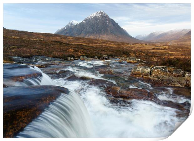 The Buachaille from the river Etive Print by Anthony McGeever