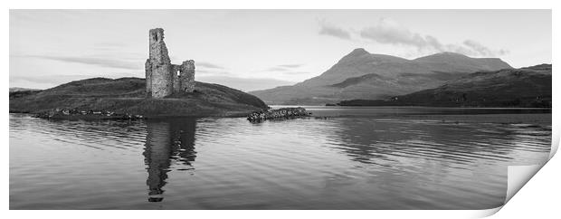 Ardvreck Castle Black and White  Print by Anthony McGeever