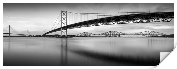 The Three Bridges B&W Panorama Print by Anthony McGeever