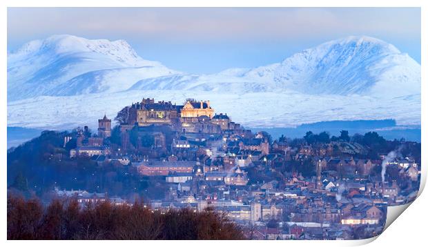 A winter landscape over Stirling Castle  Print by Anthony McGeever