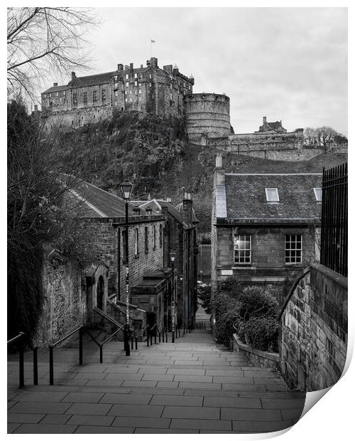 Edinburgh Castle Black and White  Print by Anthony McGeever