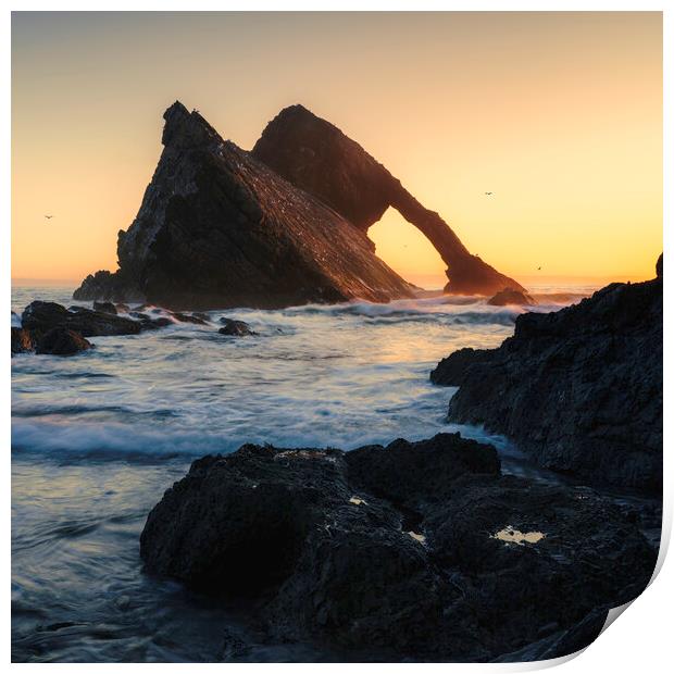 A golden Glow on Bow Fiddle Rock  Print by Anthony McGeever