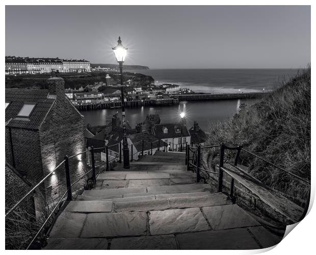 199 Steps Whitby Black & White  Print by Anthony McGeever