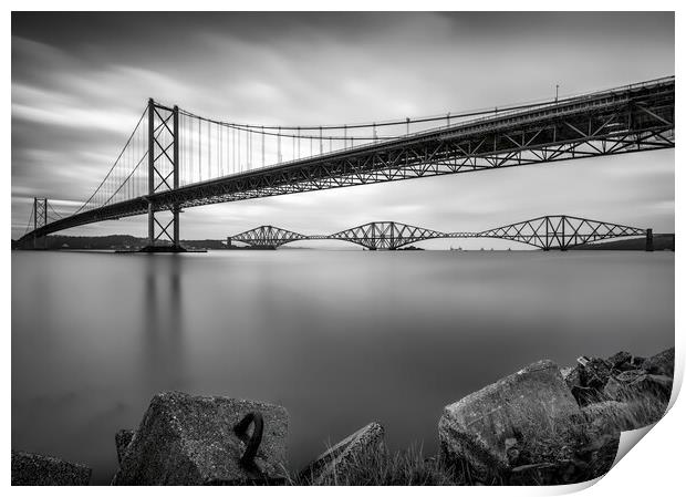 The Forth Road and Rail Bridge Print by Anthony McGeever