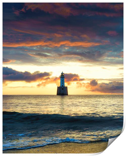 Fiery Sunrise Over Rattray Lighthouse Print by Anthony McGeever