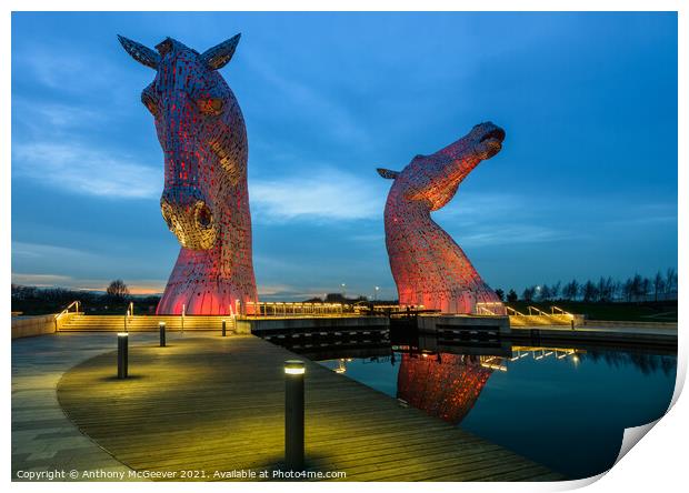 The Kelpies Falkirk Scotland colour  Print by Anthony McGeever