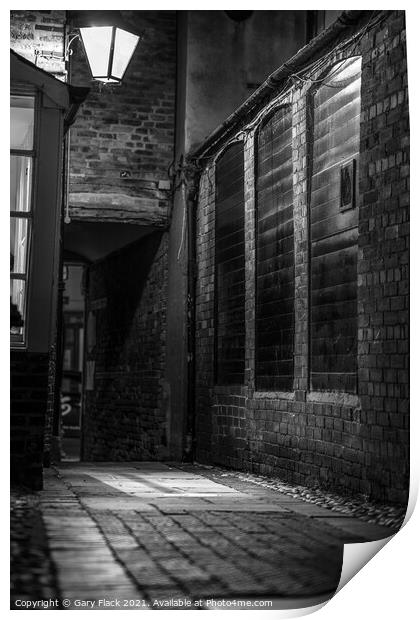 Pawnbrokers alley in Louth at night and in monochr Print by That Foto