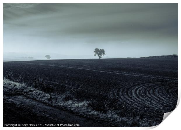 Ploughed fields and Misty views, Lincolnshire in Monochrome Print by That Foto