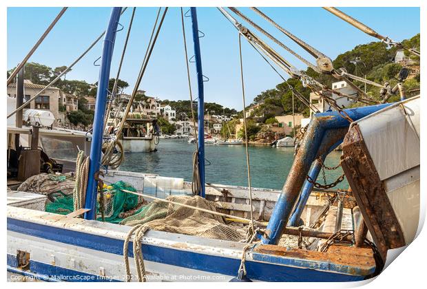 Fishing boat in the Port of Cala Figuera, Majorca Print by MallorcaScape Images