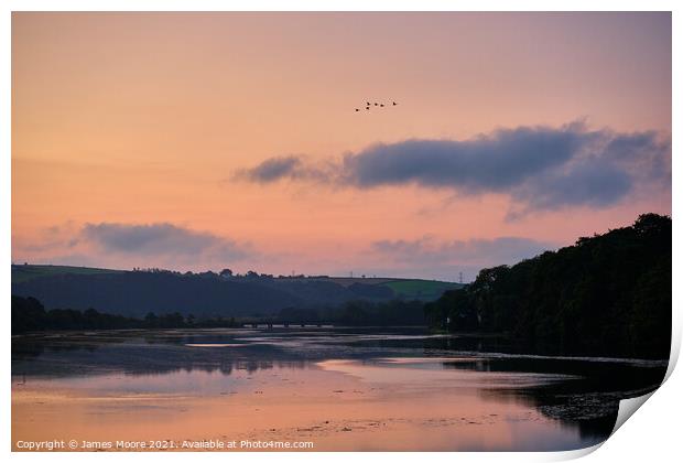 Sunrise on the River Torridge Print by James Moore