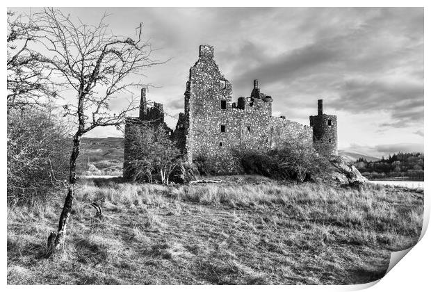 The ruin of Kilchurn Castle. Print by Andrea Obzerova