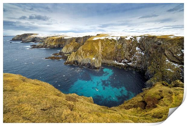 Selchie Geo, Shetland Islands, St Ninian's Print by Andrea Obzerova