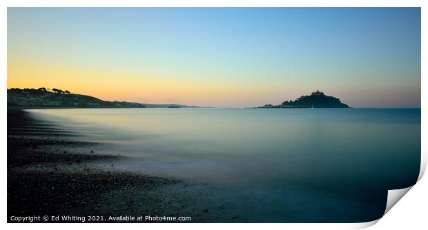 Morning view from the beach across to St Michael's Mount Print by Ed Whiting
