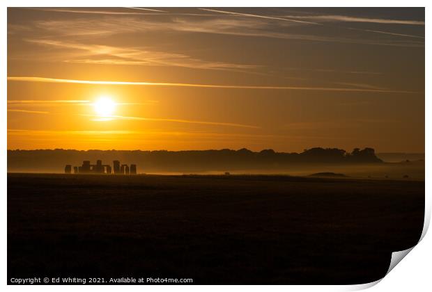 Sunrise over Stonehenge  Print by Ed Whiting