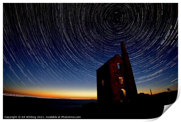 Srar Trails over Wheal Owles, Cornwall Print by Ed Whiting