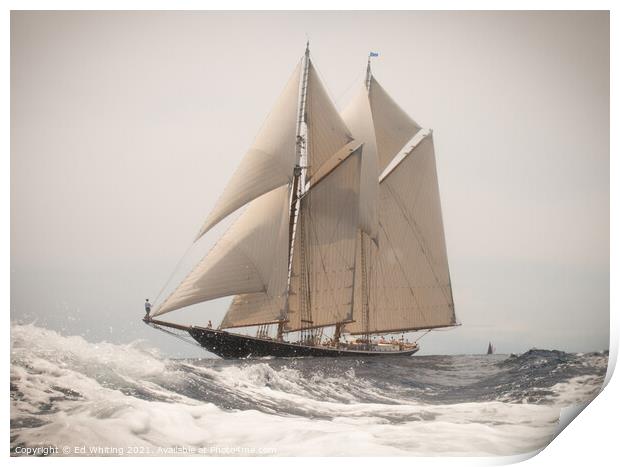 Classic 1923 Schooner, Columbia. Print by Ed Whiting